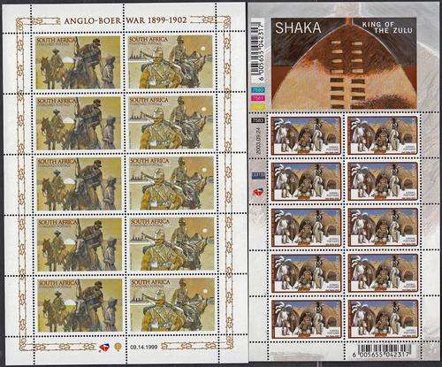 RSA - 2 X FULL SHEETS, 1 X SHAKA KING OF THE ZULU'S AND 1 X ANGLO-BOER WAR - BOTH U/M!!!!!