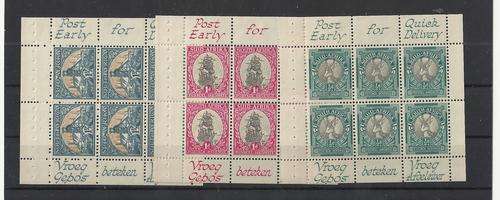 UNION SA -3 BOOKLET PANES-VF MINT,HING IN MARGIN ONLY