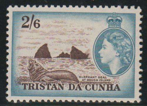 TRISTAN DA CUNHA - 1954 QE2 DEFINITIVE, 2/6 SHILLING SINGLE, FINE M/M - CV:R290!!!!!