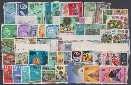 FIJI - QE2 COMMONWEALTH, NICE ASSORTMENT OF SINGLES ON STOCK CARD - FINE M/M & U/M!!!!!