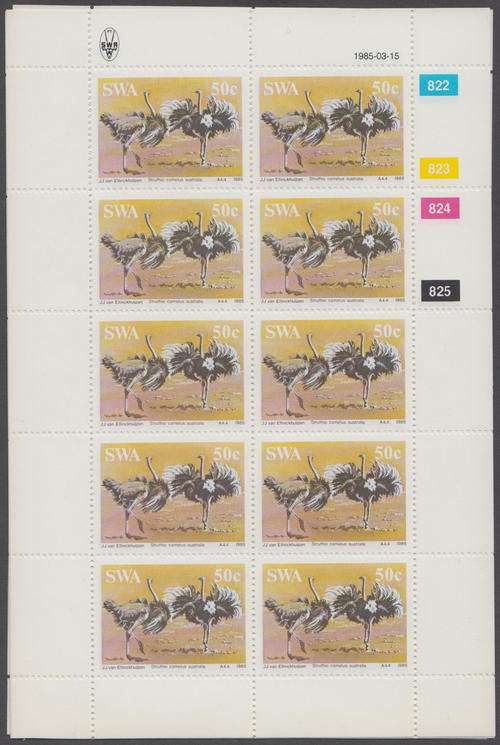 SWA - OSTRICH FARMING, SET OF 4 FULL SHEETS - U/M!!!!!