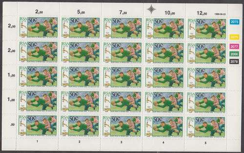 RSA - 100TH ANNI OF SOUTH AFRICAN RUGBY, SET OF 4 FULL SHEETS - U/M!!!!!