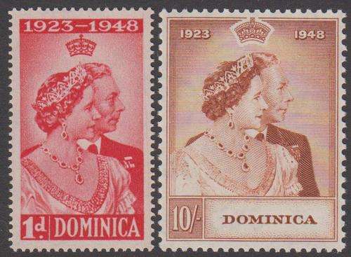 DOMINICA - 1948 KGVI RSW, SET OF 2 SINGLES TO 10 SHILLINGS - SUPERB U/M!!!!!
