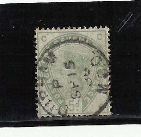 QUEEN VIC-1883 5D DULL GREEN,C/V R3500-FINE USED,NICE CANCEL,GOOD STAMP
