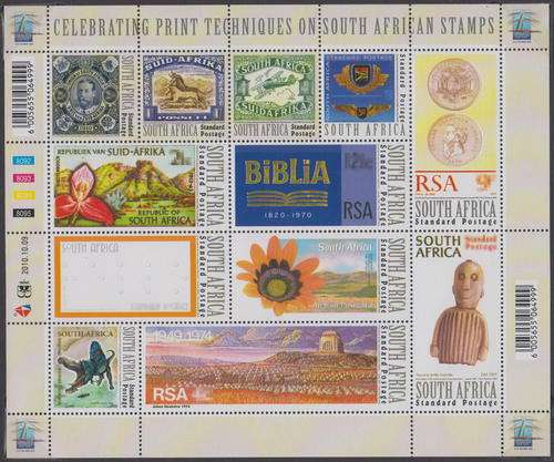 RSA - CELEBRATING PRINT TECHNIQUES ON SOUTH AFRICAN STAMPS, FULL SHEET - U/M!!!!!