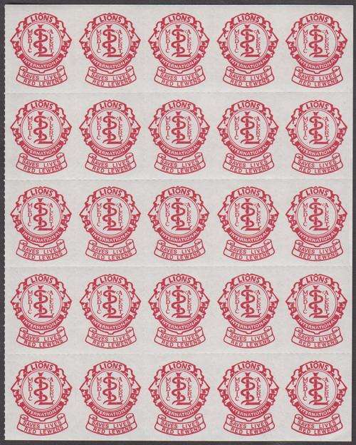 RSA - LIONS SAVE LIVES, MEDIC ALERT STAMPS (25), SELF-ADHESIVE FULL SHEET - AS NEW!!!!!