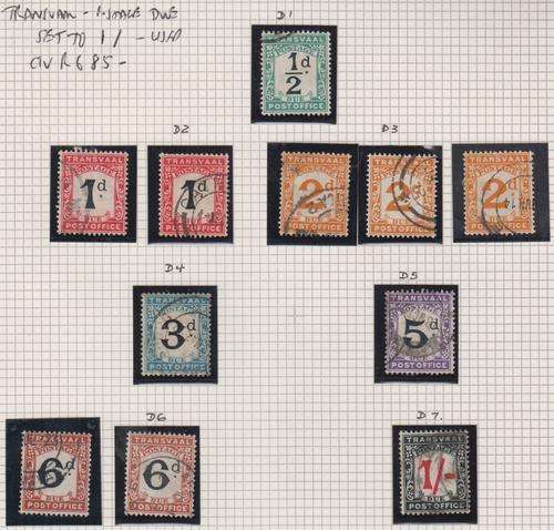TRANSVAAL - POSTAGE DUE SET OF SINGLES TO 1 SHILLING, FINE USED - CV:R685!!!!!