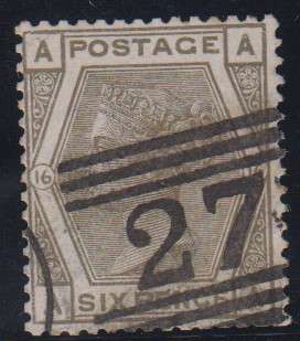 GB - QUEEN VIC, 6D GREY SINGLE (PLATE 16), FINE USED - CV:R1200!!!!!