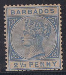 BARBADOS - 2&1/2D QUEEN VIC ULTRAMARINE SINGLE, FINE M/M - CV:R2000!!!!!