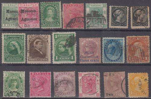WORLDWIDE - NICE ASSORTMENT OF QUEEN VIC SINGLES ON STOCK CARD, FAIR USED - SHOULD BE GOOD CV HERE!!