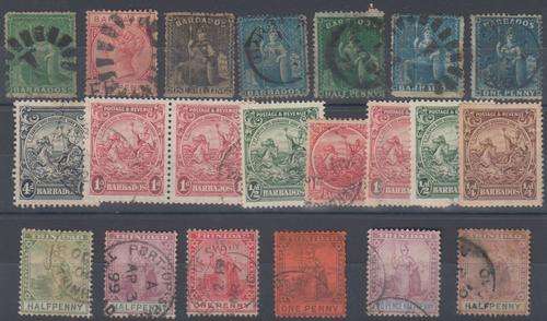 BARBADOS & TRINIDAD - EARLY ISSUES TO 1 SHILLING, MIXED CONDITION, POSSIBLE HIGH CV - SELLING AS IS!