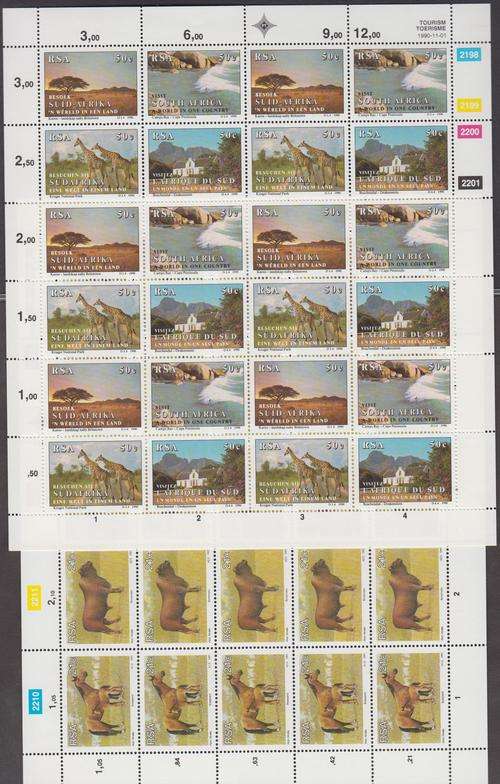 RSA - 2 X FULL SHEETS, TOURISM IN SOUTH AFRICA & ANIMAL BREEDING IN SOUTH AFRICA - BOTH FINE U/M!!!!