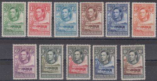 BECHUANALAND - 1938 KGVI SET OF SINGLES TO 10 SHILLINGS, FINE M/M - HIGH CV SET!!!!!