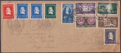 UNION SA - JAN VAN RIEBEECK TERCENTENARY, KLM ILLUSTRATED COVER - FAIR!!!!!