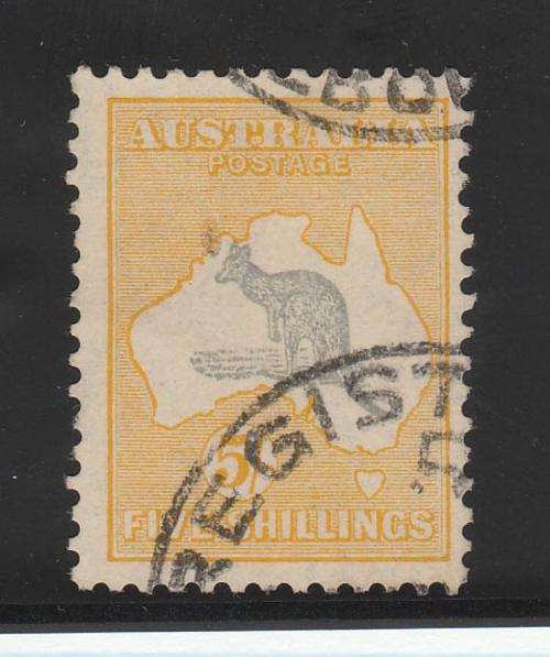 AUSTRALIA-KANGEROO-5 SHILLINGS-C/V R3910-FINE USED,WMK 2-SG 13