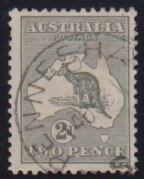 AUSTRALIA - 1915 2D GREY KANGAROO SINGLE, FINE USED - CV:R270!!!!!