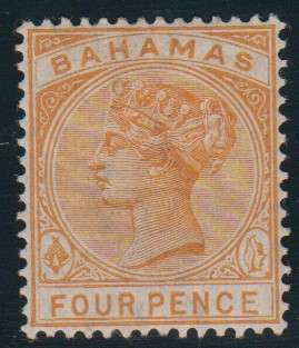 BAHAMAS - 4D QUEEN VIC YELLOW SINGLE STAMP, FINE M/M - CV:R220!!!!!