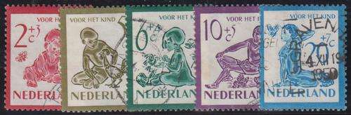 NETHERLANDS - 1950 CHILD WELFARE, SET OF 5 SINGLES, FINE USED - CV:R310!!!!!