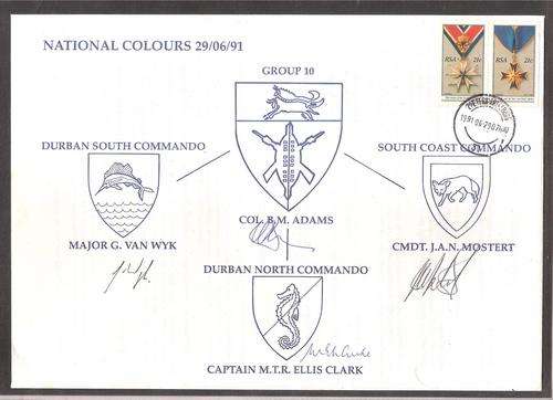 SADF-1991 NATIONAL COLOURS FDC-GROUP 10-SIGNED BY ALL COMMANDERS!!