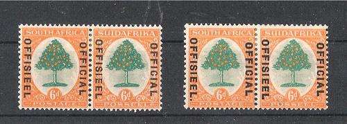 UNION SA OFFICIAL 6D -TWO PAIRS-ONE WITH VARIETY STOP AFTER L.-SUPERB MINT!!