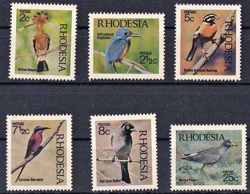 RHODESIA - BIRDS OF RHODESIA, SET OF 6 SINGLES - U/M!!!!!