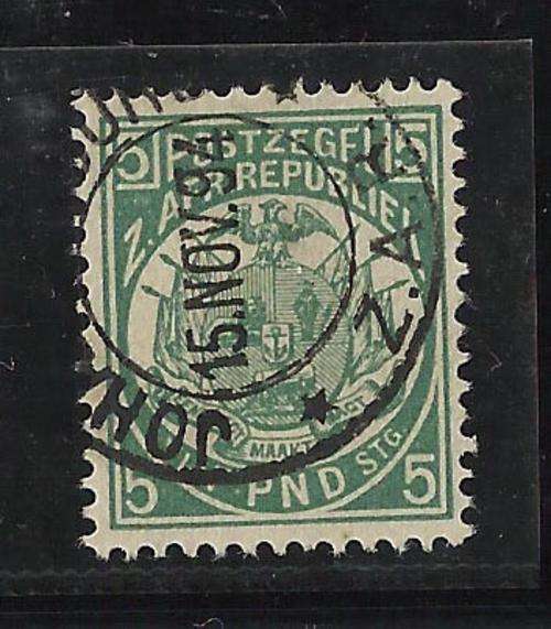 ZAR TRANSVAAL 5 POUND GREEN-FINE USED-ONE DAY YOU MAY BUY THE GENUINE ARTICLE FOR CHEAP?
