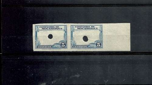 1937 MOZAMBIQUE COMPANY MNH - scarce 5c PROOF IMPERF Punched PAIR with extra Margin -superb PROOF