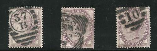 Great Britain VFU  "QUEEN VICTORIA 1 d LILAC"  (7) with various postmarks and cancels, Lovely issues