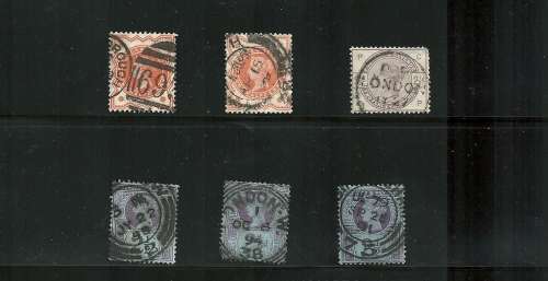 Great Britain VFU  "QUEEN VICTORIA 1/2 Orange, lilac,  21/2 Blue/purple (6) lovley lot great cat val