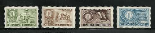 Columbia MNH 1956 "AGRICULTURAL anniversary 25 years" (4) Cattle,Wheat,Farms,Tractors - lovely (1)