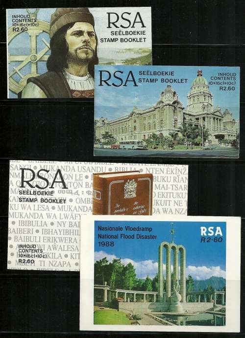 South Africa Flood RELIEF Over Print BOOKLETS -all 4 booklets, lovely issues, bargain lot