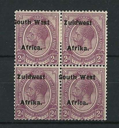 South West / ZUIDAFRIKA MINT  1924 2d Block of 4 with shift to left- fantastic item, fresh, lovely