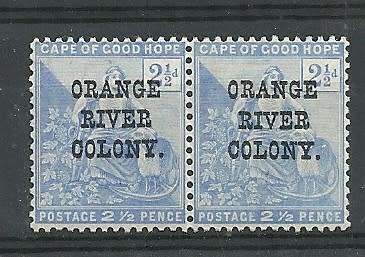 Orange RIVER COLONY 1900 Cape of Good Hope 2 1/2d BLUE o/p in PAIRS X1 MNH, X1 MINT