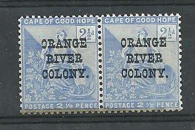 Orange RIVER COLONY 1900 Cape of Good Hope 2 1/2d BLUE o/p in PAIRS X1 MNH, X1 MINT