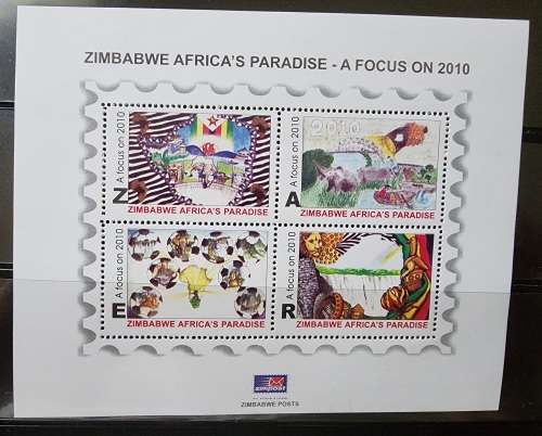 Zimbabwe - 2010 Africa PARADISE M/Sheet -Victoria Falls, Animals, Tourism- scarce and beautiful m/s