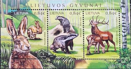 Thematic -Lithuania `Forest Animals` M/Sheet- Fabulous gem `Rabbits, Badgers and MOOSE, gorgeous iss