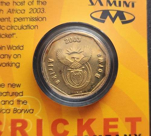 South Africa -2003 commemorative CRICKET WORLD CUP COIN - Limited MINT and Scarce in pack