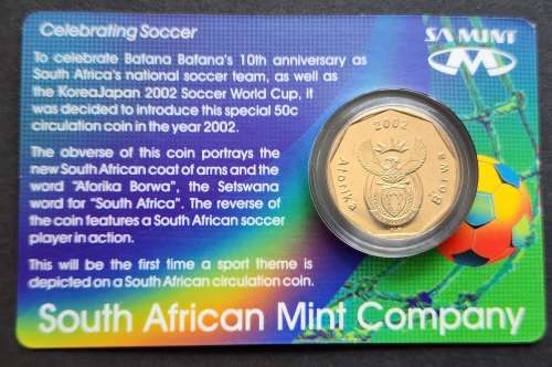 South Africa -2002 commemorative SOCCER Bafana Bafana COIN - Limited MINT and Scarce in pack