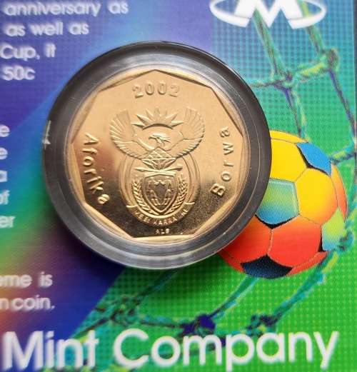 South Africa -2002 commemorative SOCCER Bafana Bafana COIN - Limited MINT and Scarce in pack