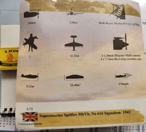 SPITFIRE 1941 Supermarine MK VB no. 616 Squadron 1941  1:72 MODEL with stand- SUPERB condition