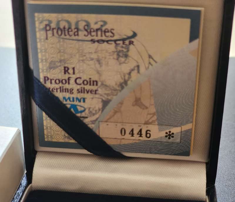 COINS- South Africa 2002 R1 PROOF Sterling Silver `Protea Series` -in Box, Limited, number 0446