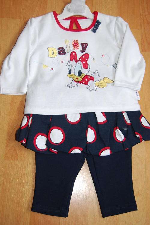 Girls DISNEY BABY Daisy duck embroidered top & "bubble dress leggings" CUTE! Size 0 -3 months