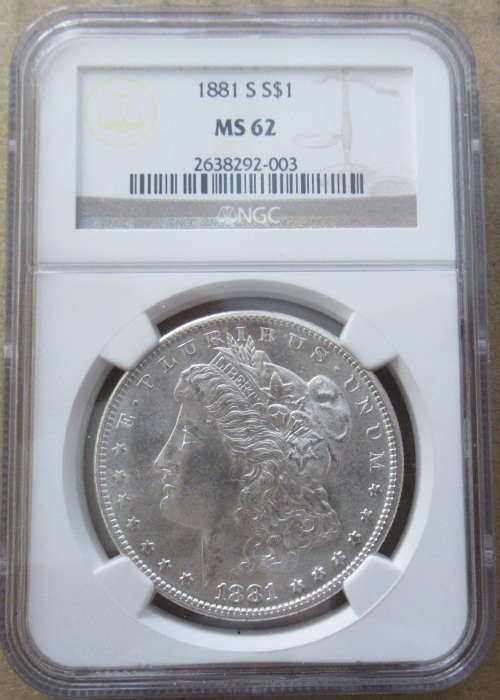 1881 S Morgan Dollar MS62 NGC