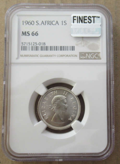 1960 1 Shilling MS66 NGC Finest Known. MAC Spotless