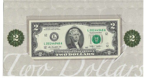 United States 2014 $2 San Francisco Single Note starting with serial number 2014 Unc