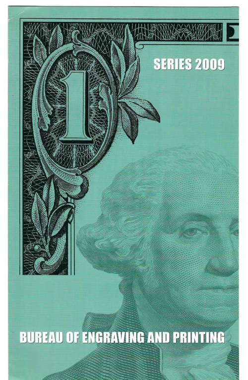 United States 2009 $1 Plate sheet of 4 x $1 bills in presentation folder Unc