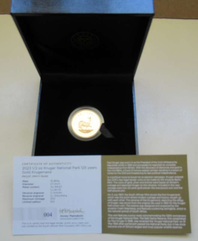 2023 Proof 1/2 Oz Kruger National Park 125 year Gold Krugerrand with 125 year Privy mark