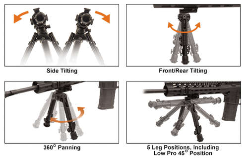 Leapers Inc. UTG Heavy Duty Recon 360 Bipod, Cent Ht: 5.59"-7.0"