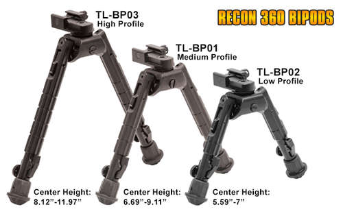 Leapers Inc. UTG Heavy Duty Recon 360 Bipod, Cent Ht: 5.59"-7.0"