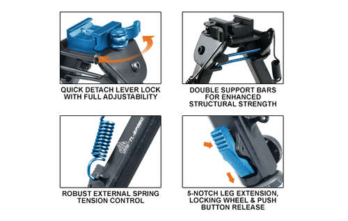 Leapers Inc. UTG Super Duty Bi-pod with QD Lever Mount, Height 6.0"- 8.5"